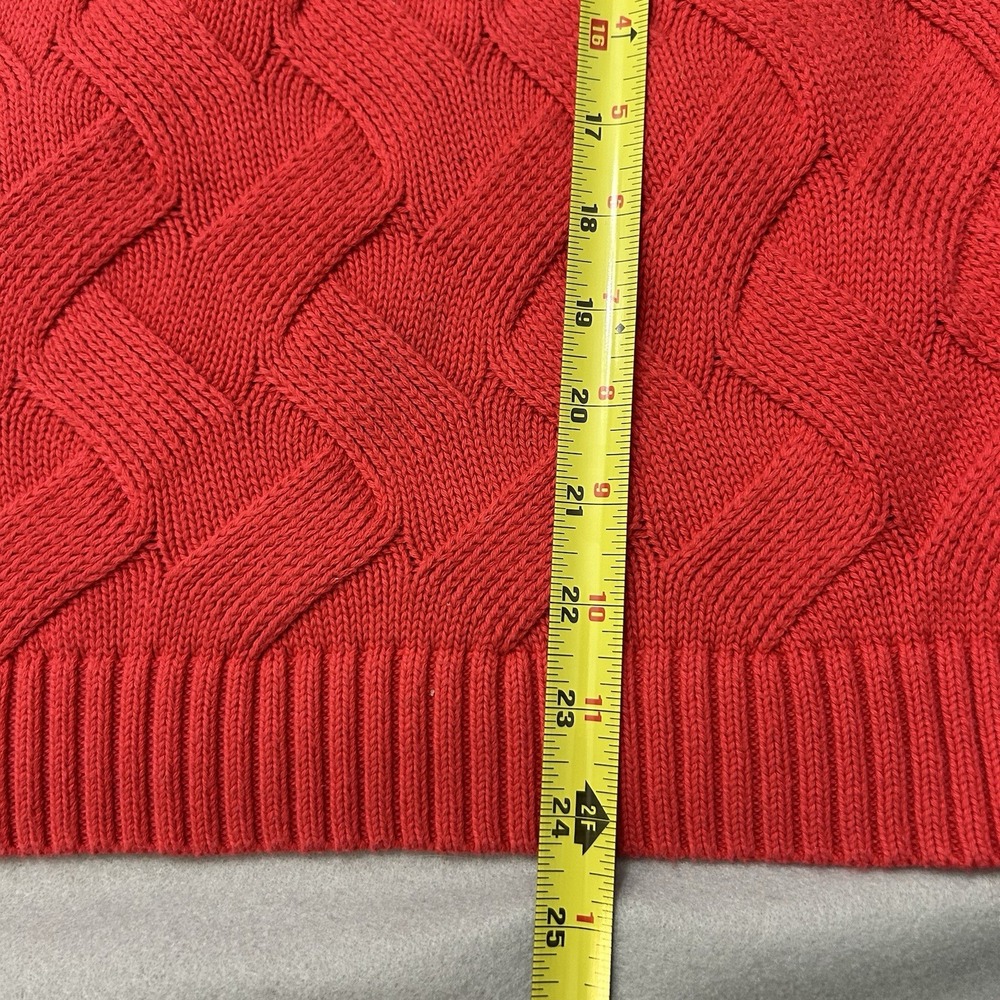 Lands' End Drifter Sweater Women M Coral Pink Cable Knit 100% Cotton Crewneck - Picture 9 of 12